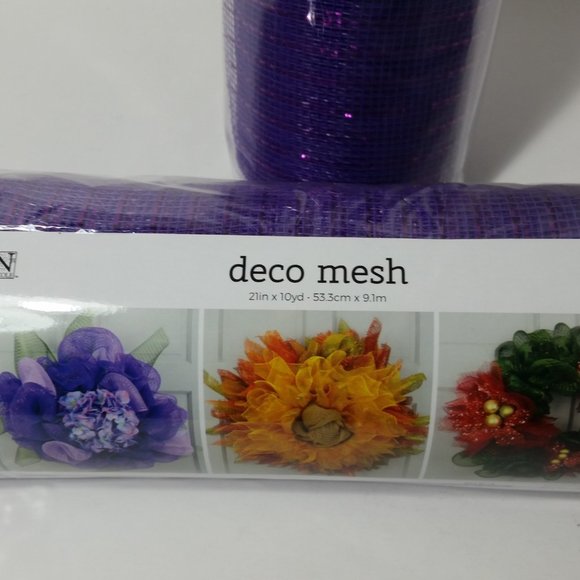 Purple Deco Mesh 21" Wreaths Crafts 2 Rolls - Picture 5 of 6